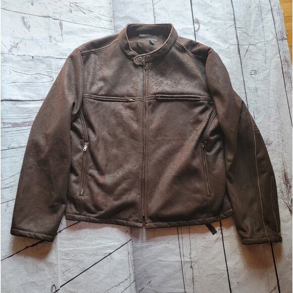 Men’s Large Vintage? Motorcycle Jacket Faux Suede and Fur Lightweight - Picture 1 of 13